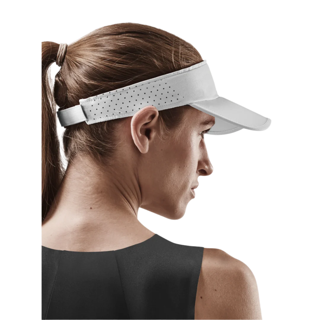 CEP Unisex Running Foldable Visor Cap - White | Lightweight Sun Protection for Men & Women | Perfect for Jogging, Hiking, Cycling & Outdoor Sports