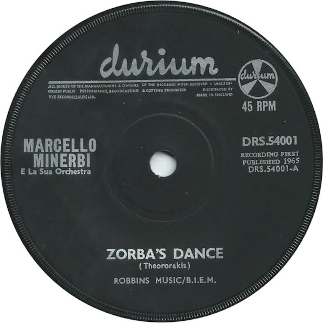 Zorbas Dance - Marcello Minerbi 7 Inch 45 RPM Vinyl Record - Perfect for Greek Music Lovers & Retro Dance Parties