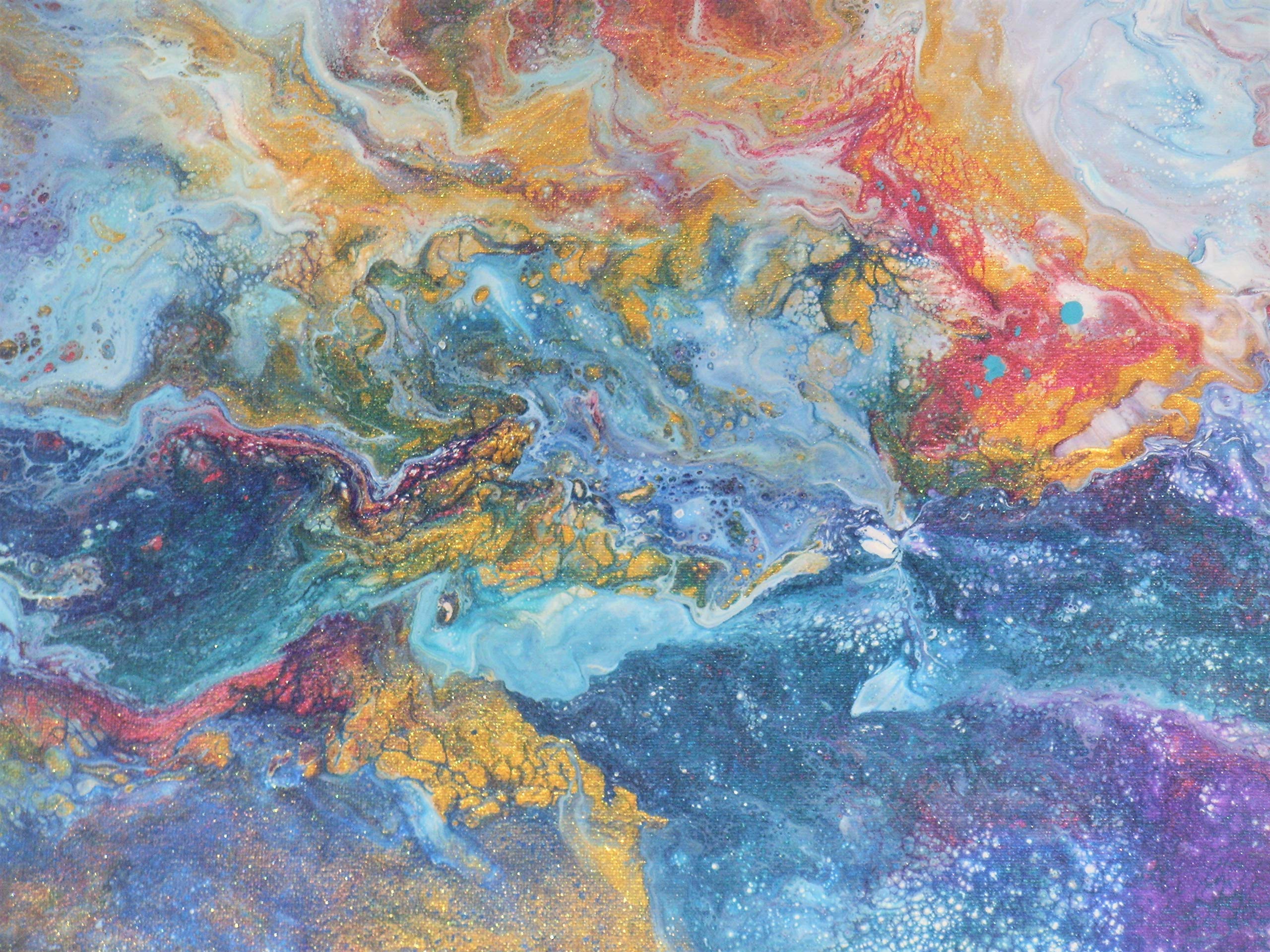 Dutch Flow 3 - Original Abstract Expressionist Acrylic Flow Painting on Canvas Wall Art (16x20 Inches) - Perfect for Modern Living Room, Office & Home Decor