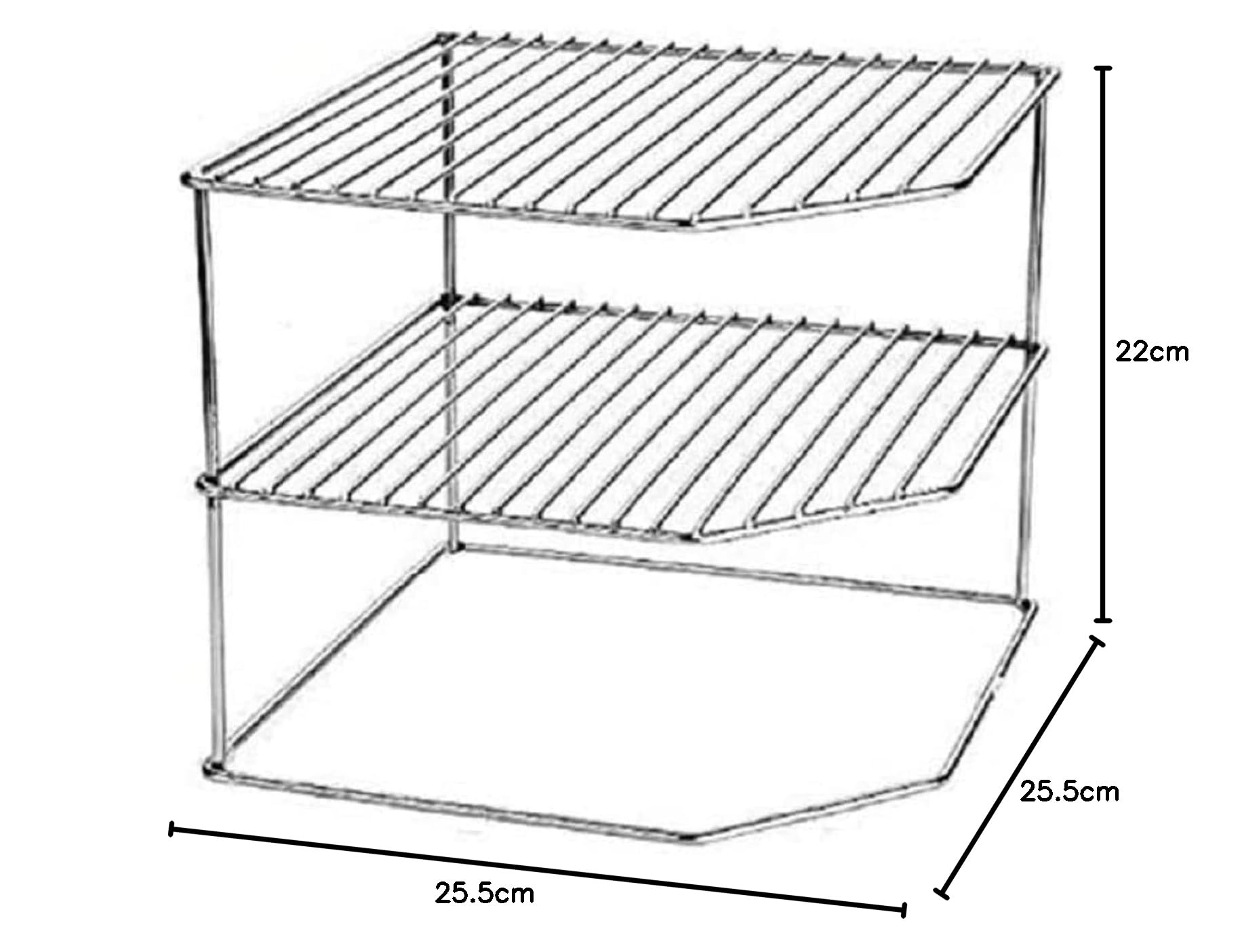 Zepdos 3-Tier Stainless Steel Kitchen Storage Rack - Space Saving Corner Shelf for Plates, Dishes & Cookware - Silver Floor Mount Organizer (1PC) - Perfect for Small Kitchens, Pantries & Dining Room Storage
