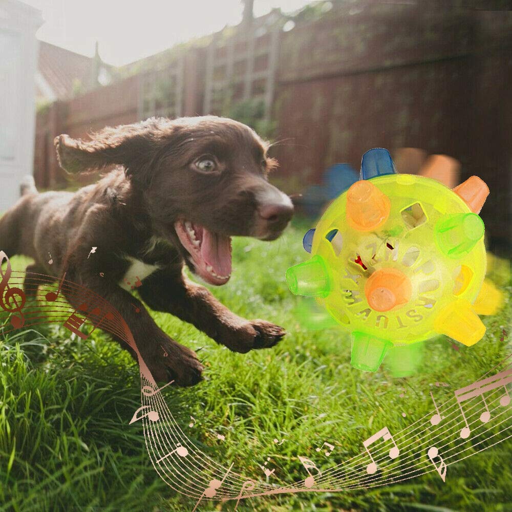 Flashing Light-Up Dog Ball Toy - Interactive Chew Toy for Teeth Cleaning, Jumping & Bouncing Fun - Vibrating Pet Supplies for Playtime & Training - MADEI Durable Dog Toys for Small & Large Breeds (Great for Fetch, Indoor/Outdoor Play & Bonding Activities)
