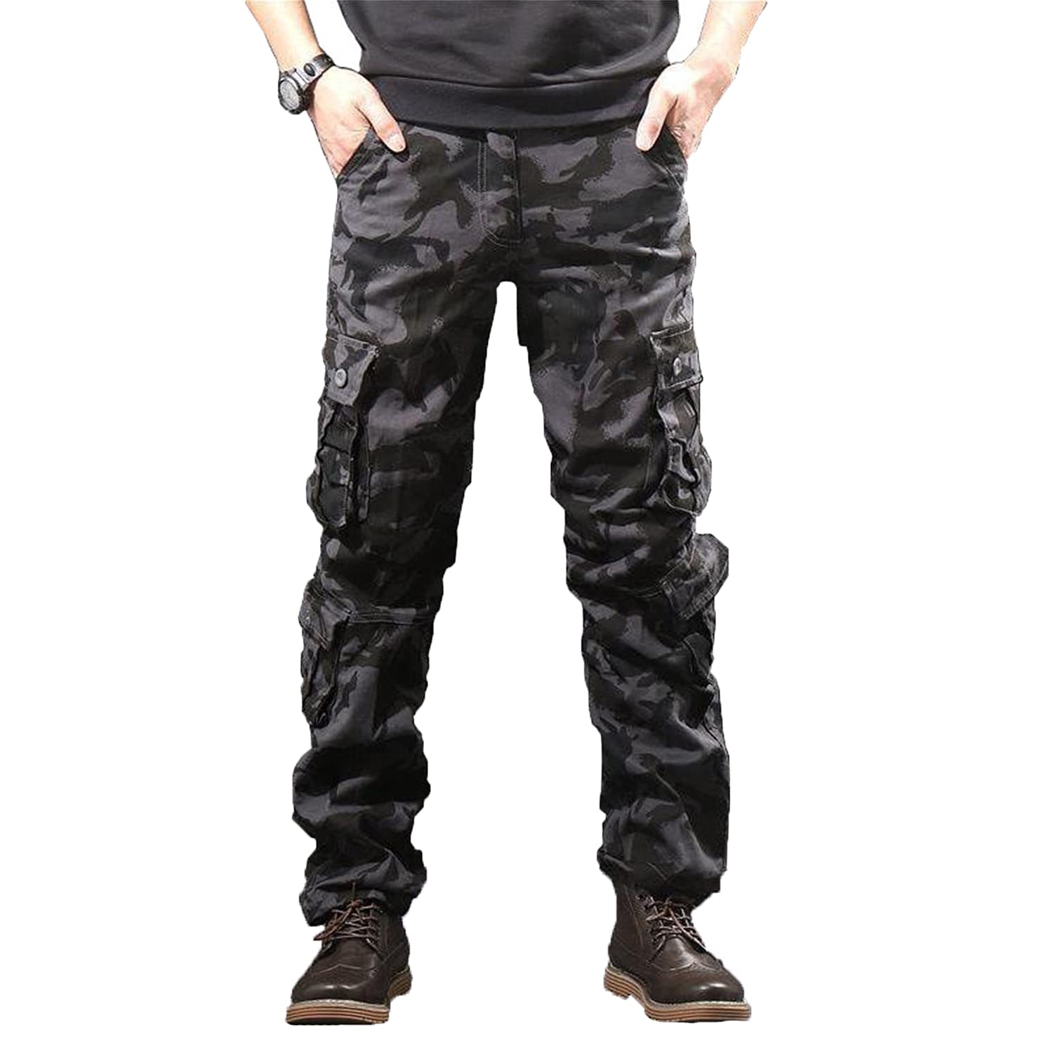 Men's Cargo Pants with Multiple Pockets - Military Camouflage Tactical Sweatpants for Workout, Hiking & Combat | Casual Work Trousers for Outdoor Activities & Gym Training