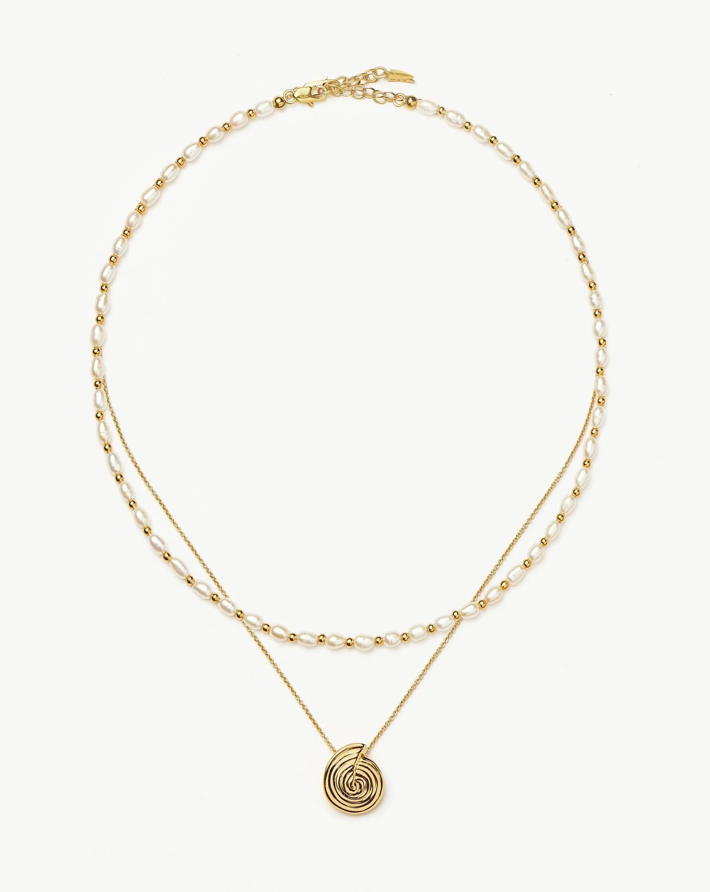 Elegant Spiral Pendant Necklace & Pearl Beaded Choker Set - 18k Gold Plated Jewelry for Women | Perfect for Date Night, Wedding & Special Occasions
