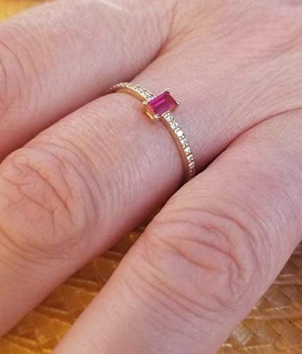 14K Solid Yellow Gold Ruby and Diamond Eternity Wedding Ring for Women - Elegant Bridal Band, Anniversary Gift, Engagement Jewelry - Perfect for Proposals, Weddings & Special Occasions
