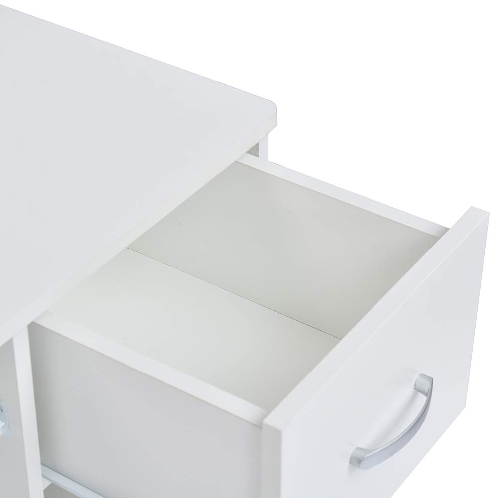 ROCKPOINT Axess White Under Desk Keyboard Tray with Storage Drawer - Ergonomic Computer Keyboard Holder for Home Office, Bedroom, Study Desk - Perfect for Remote Work, Online Classes & Homework Organization