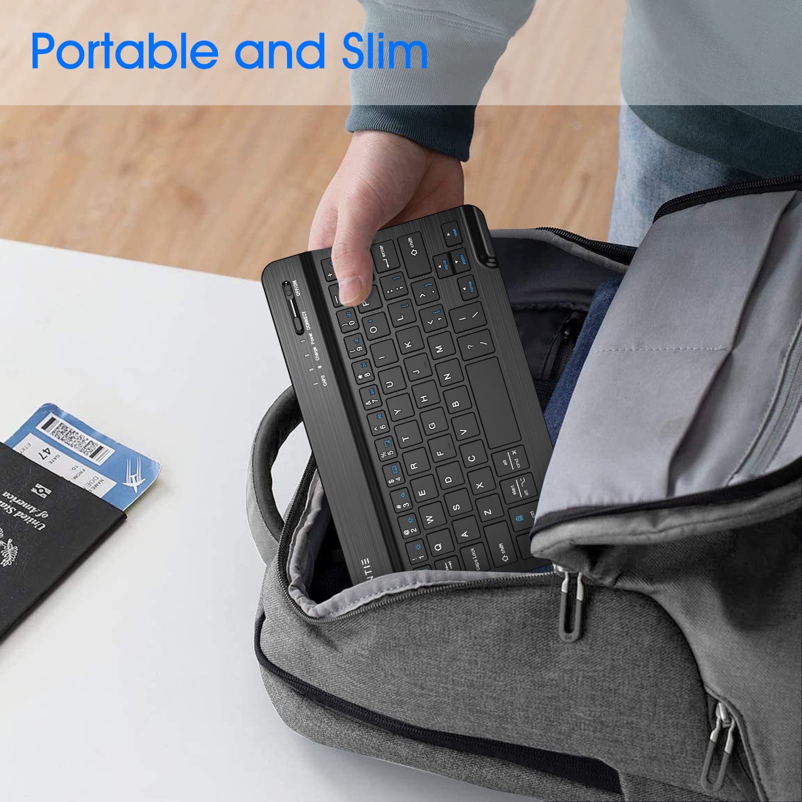 Fintie 8-Inch Ultrathin Wireless Bluetooth Keyboard - Compatible with iPad, Samsung Tablet, iPhone, Android Devices - Perfect for Work, Study & Travel (Black)