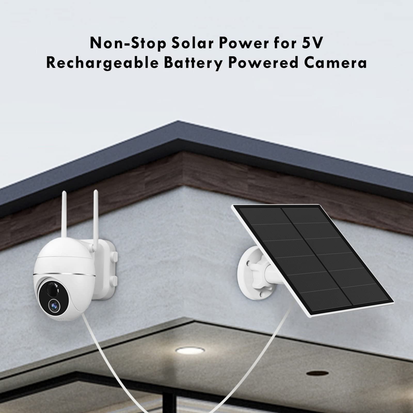 5W Solar Panel for Security Camera - Waterproof IP65, Adjustable Mount, 9.8ft Cable with Micro USB & USB-C Ports | Outdoor Rechargeable Power for DC 5V Cameras | Perfect for Home Security, Surveillance Systems & Off-Grid Monitoring