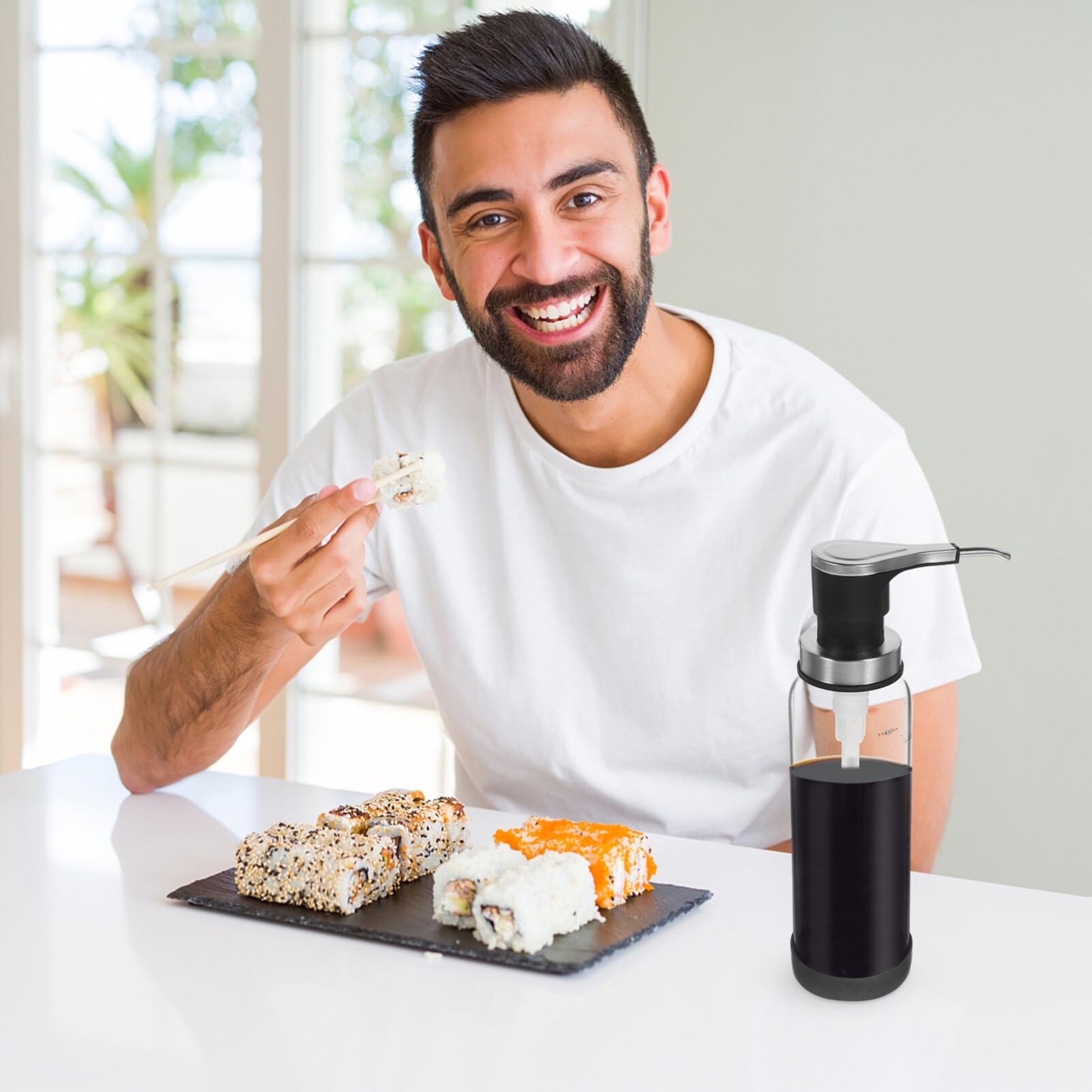 Premium Glass Syrup Dispenser Bottle with Pump Lid - Ideal for Kitchen, Coffee Bar & Cocktail Making - Durable & Leak-Proof for Simple Syrup, Honey, Jam & Oil Dispensing