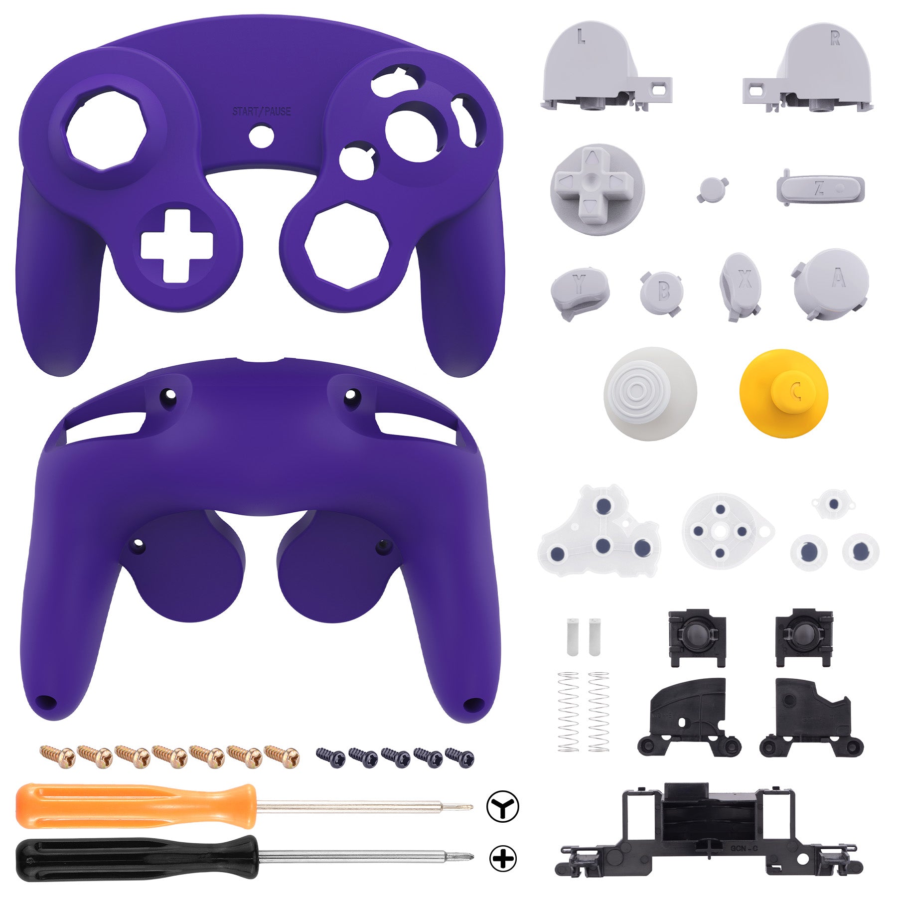 eXtremeRate Purple Replacement Faceplate & Backplate with Buttons for Nintendo GameCube Controller (NGC) - Perfect for Gaming, Repair & Customization