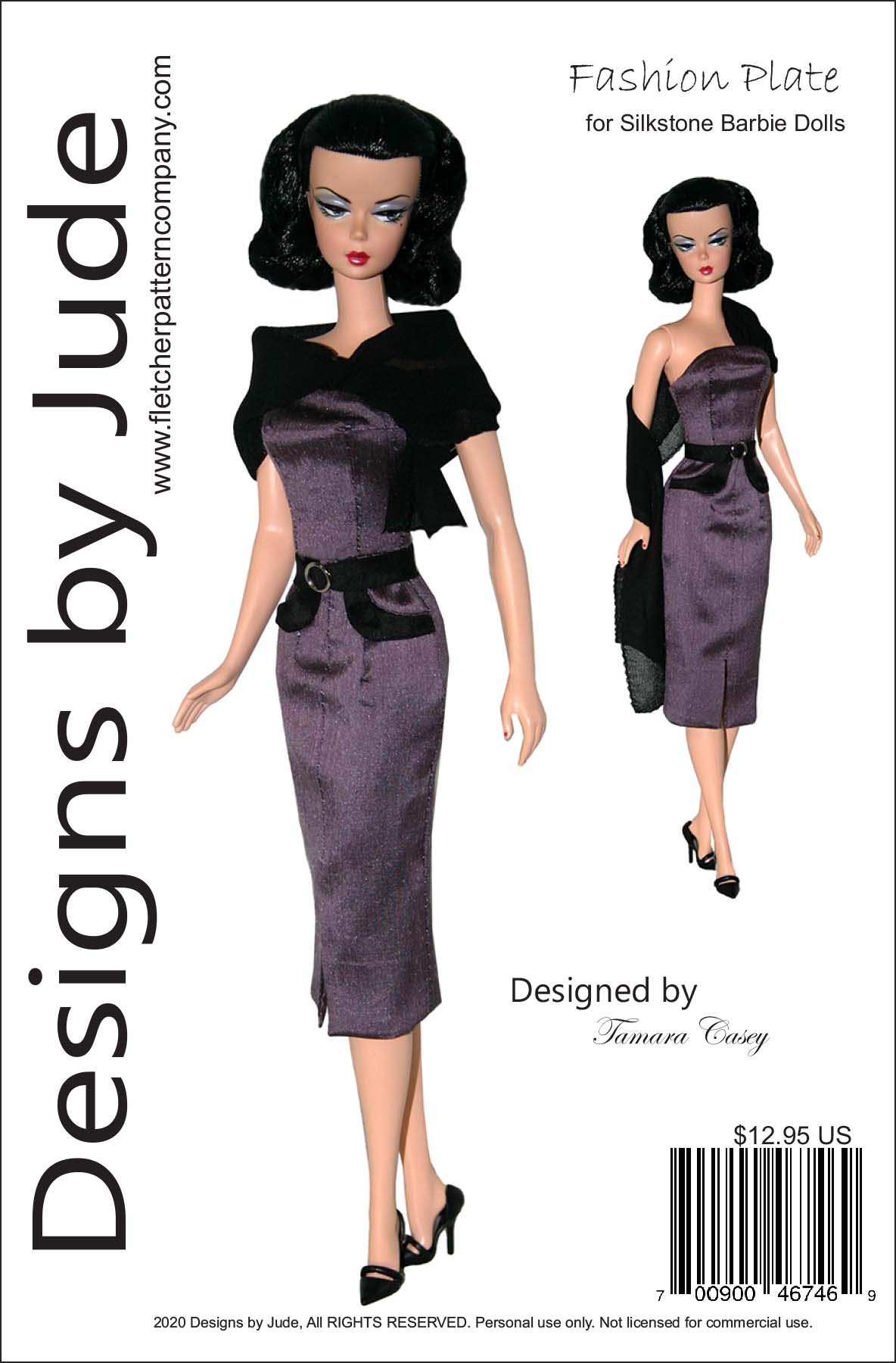 Designs by Jude Fashion Plate Doll Clothes Sewing Pattern for Silkstone Barbie Dolls - DIY Costume Outfit Making for Collectors & Crafters