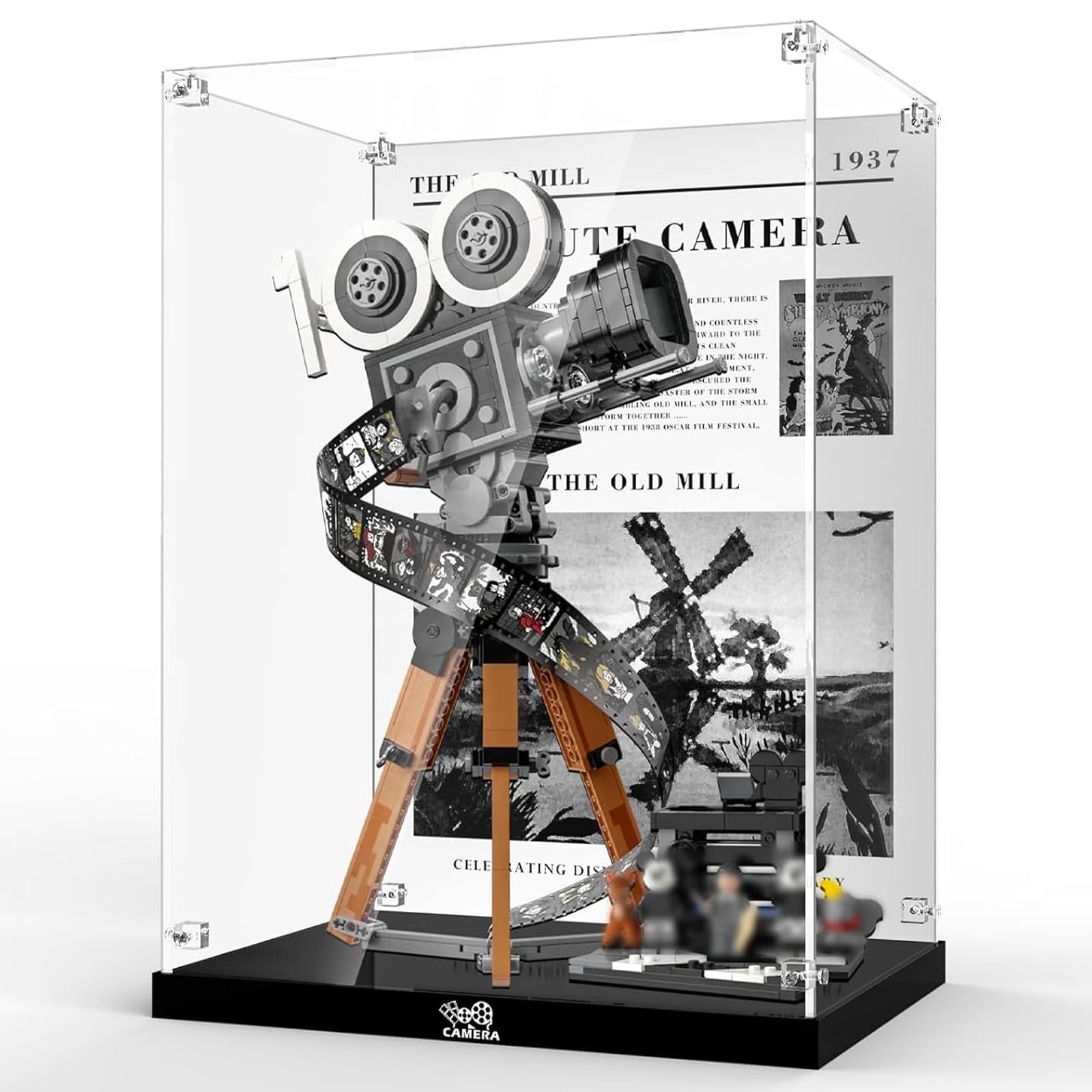 Clear Acrylic Display Case for LEGO Disney Walt Disney Tribute Camera 43230 Building Set - Dustproof Protection Box with Base & HD Painted Background (Model Not Included) | Perfect for Collectors, Home Decor, and Gift Display