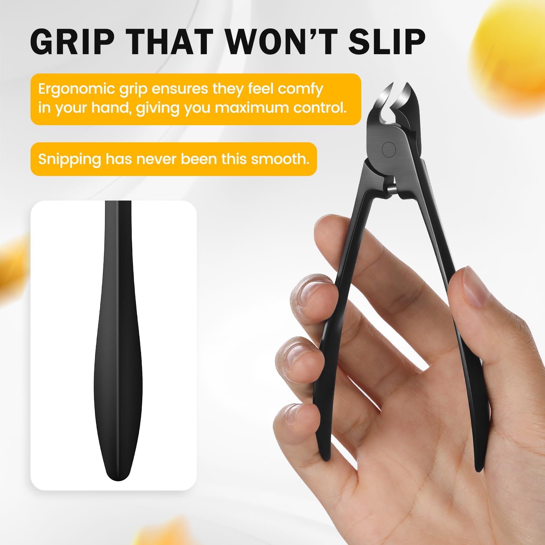 BEZOX Professional Stainless Steel Toenail Clippers for Thick Nails - Heavy Duty Spring Design for Seniors & Adults, Precision Nail Clipper for Men & Women (Black) - Perfect for Pedicures, Home Grooming & Travel Essentials
