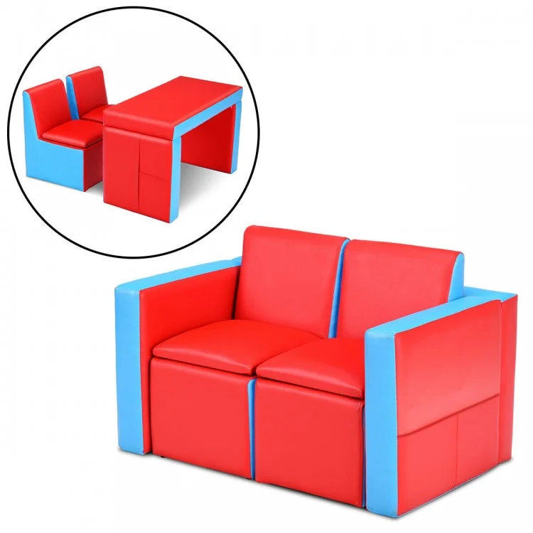 Multi-Functional Kids Play Sofa and Table Chair Set - Convertible Toddler Furniture for Playroom, Bedroom & Nursery - Perfect for Reading, Drawing & Pretend Play