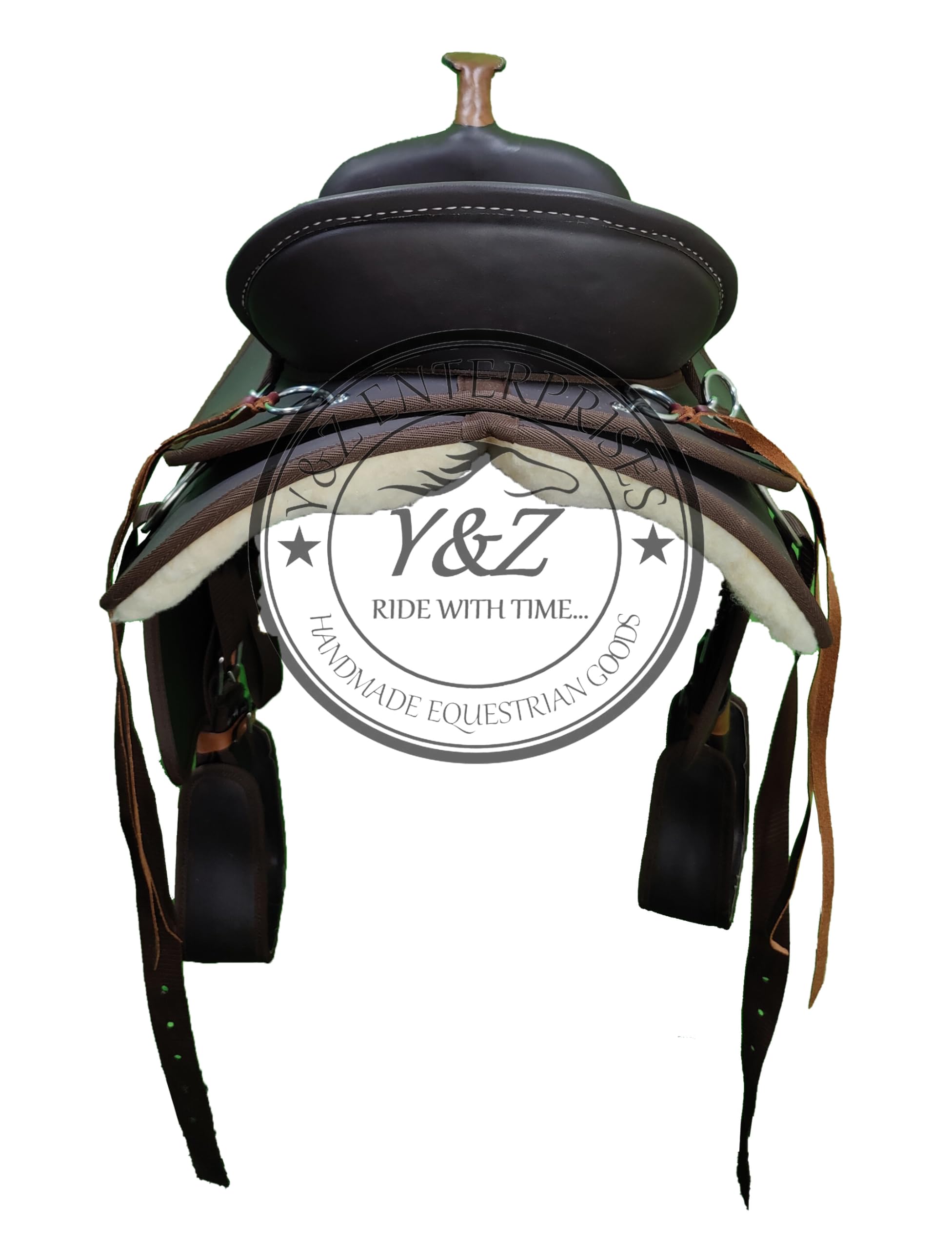 Lightweight Synthetic Western Barrel Racing Horse Saddle with Pad - Complete Track Set Includes Headstall, Breastplate & Reins (12