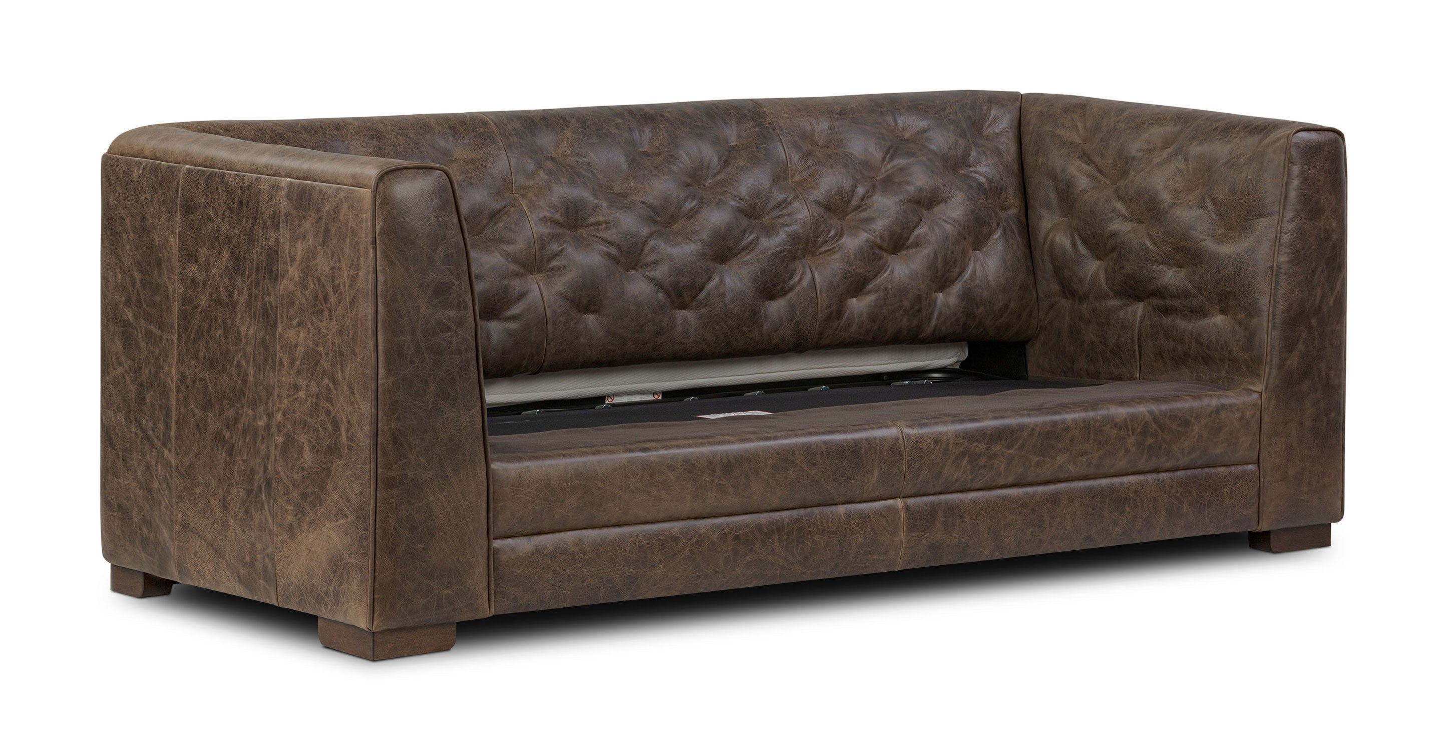 Essex 86 Leather Pull-Out Convertible Sleeper Sofa - Modern Leather Sofa Bed for Living Room, Guest Room & Small Spaces