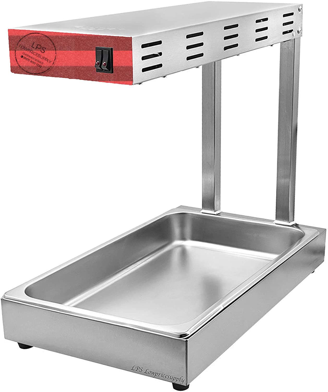 Commercial Infrared French Fry Warmer with Dump Station - 1000W 120V Freestanding Food Warmer for Restaurants, Fast Food & Concession Stands - Perfect for Keeping Fries Crispy & Hot During Busy Hours