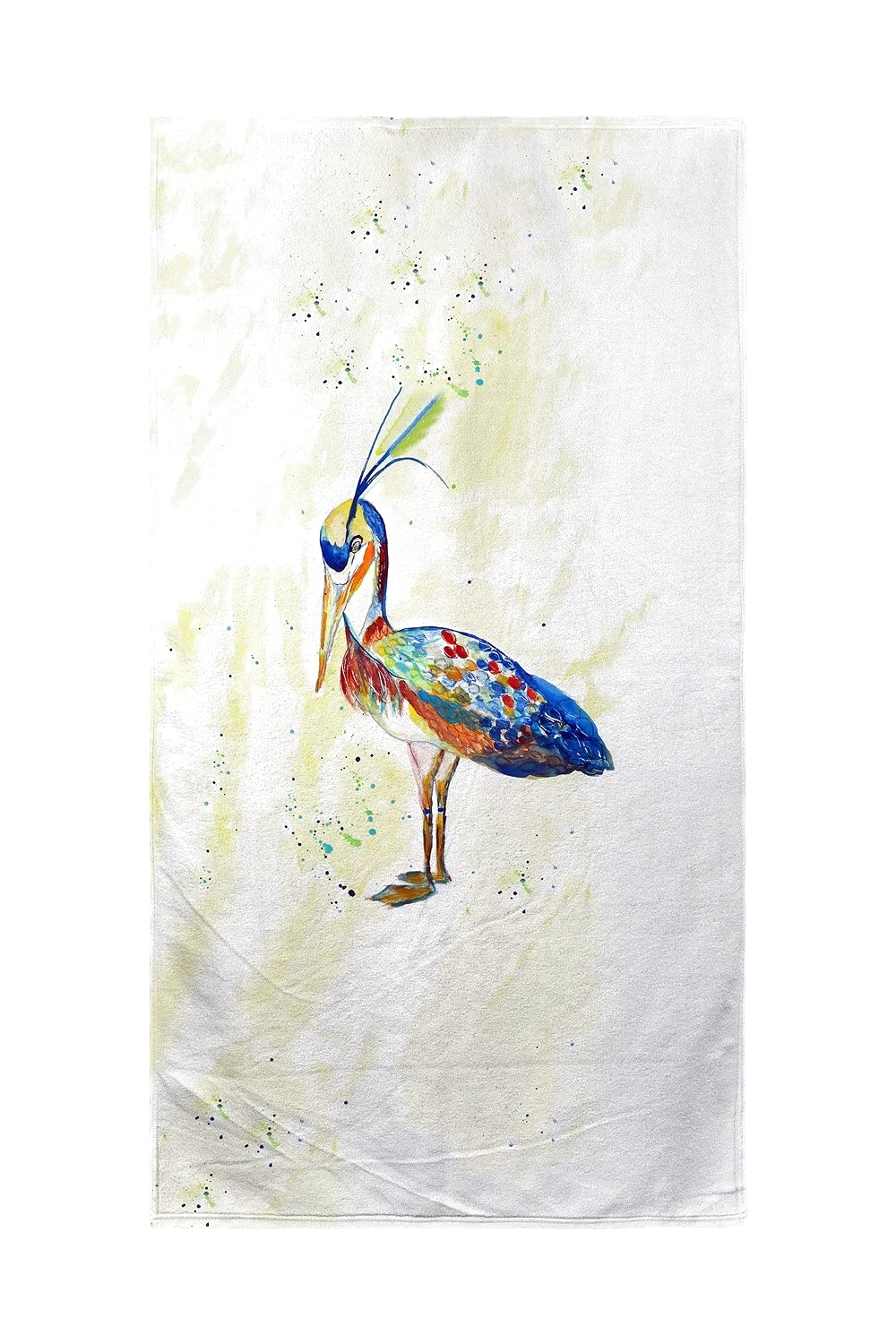Betsy Drake Fancy Heron Beach Towel - Large Soft Absorbent Quick-Dry Towel for Pool, Beach, Yoga & Outdoor Activities