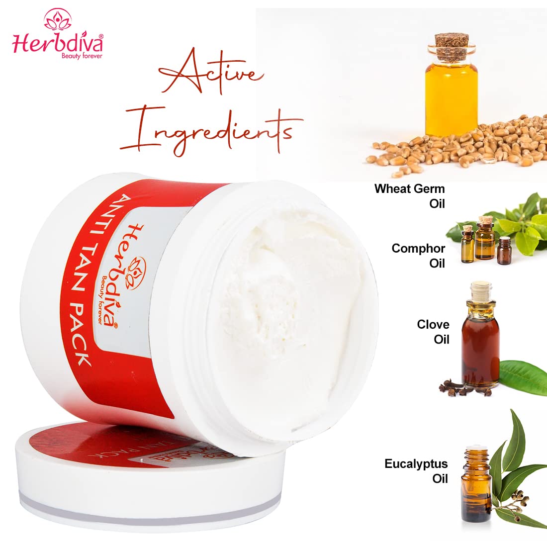 Herbdiva Anti-Tan Face Pack 250ml - Enriched with Clove Oil & Milk Protein for Tan Removal & Skin Brightening | Natural Beauty Treatment for Glowing Skin | Perfect for Daily Skincare & Sun Damage Repair