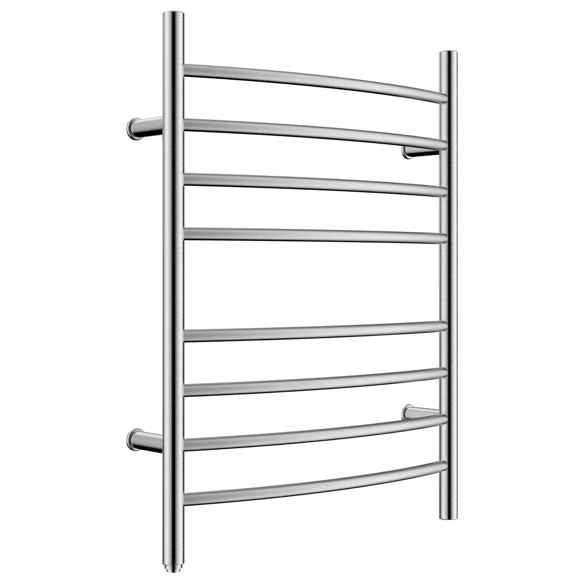 HEATGENE 8 Bar Electric Towel Warmer - Brushed Stainless Steel Bathroom Heated Towel Rack with Curved Design & Plug-in Drying Function | Perfect for Spa, Luxury Bathrooms & Cold Weather Comfort
