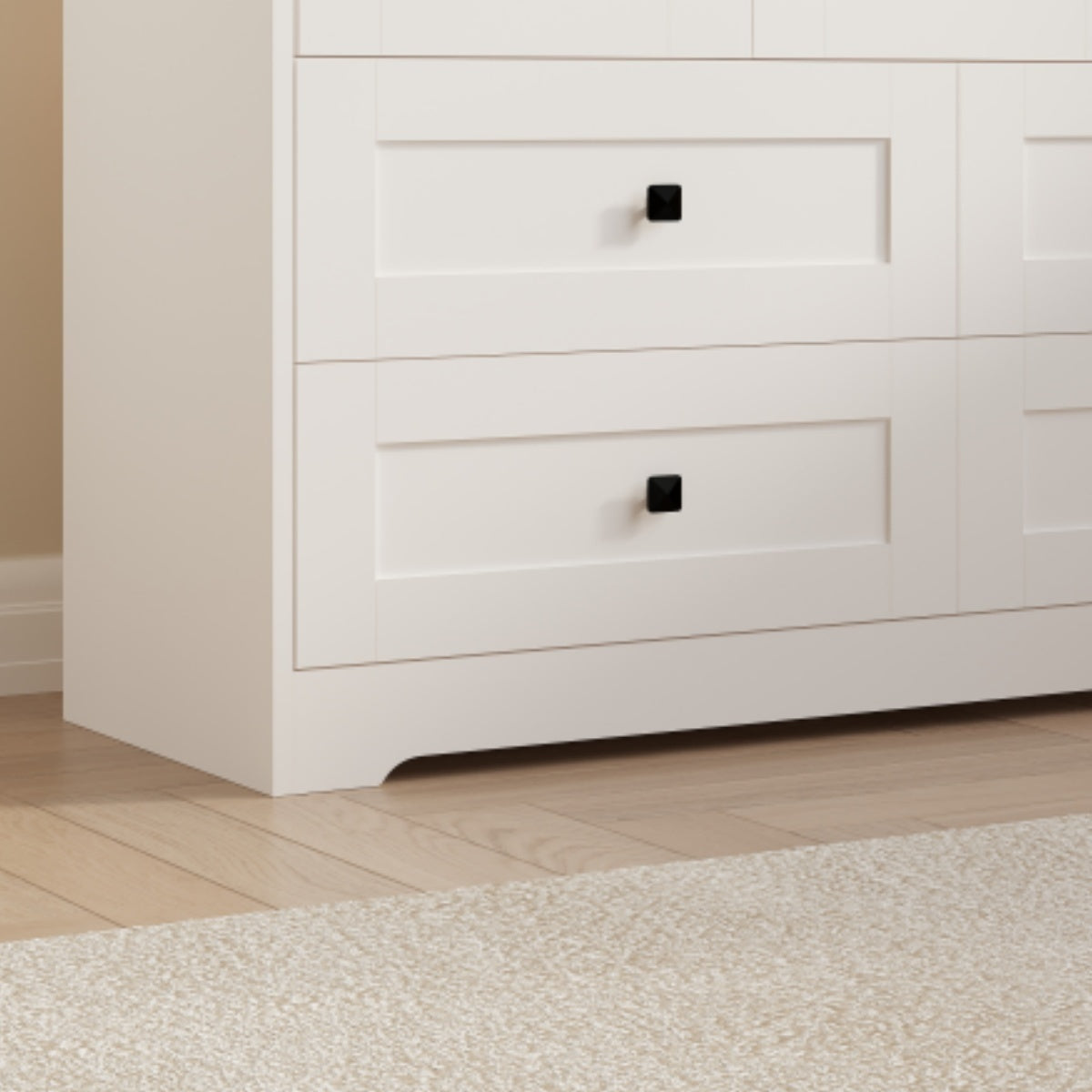 7-Drawer White Farmhouse Chest of Drawers - Rustic Storage Organizer for Bedroom, Living Room & Office