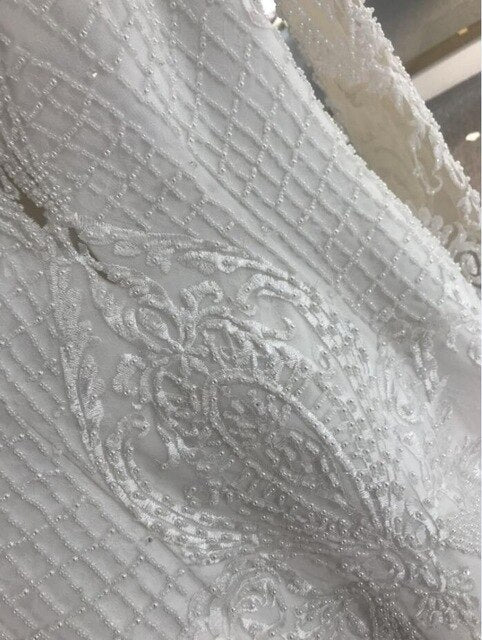 2021 Designer Mermaid Wedding Dress by Amanda Novias - Hand-Beaded Bridal Gown with Real Makeup | Perfect for Beach Weddings, Formal Ceremonies & Red Carpet Events