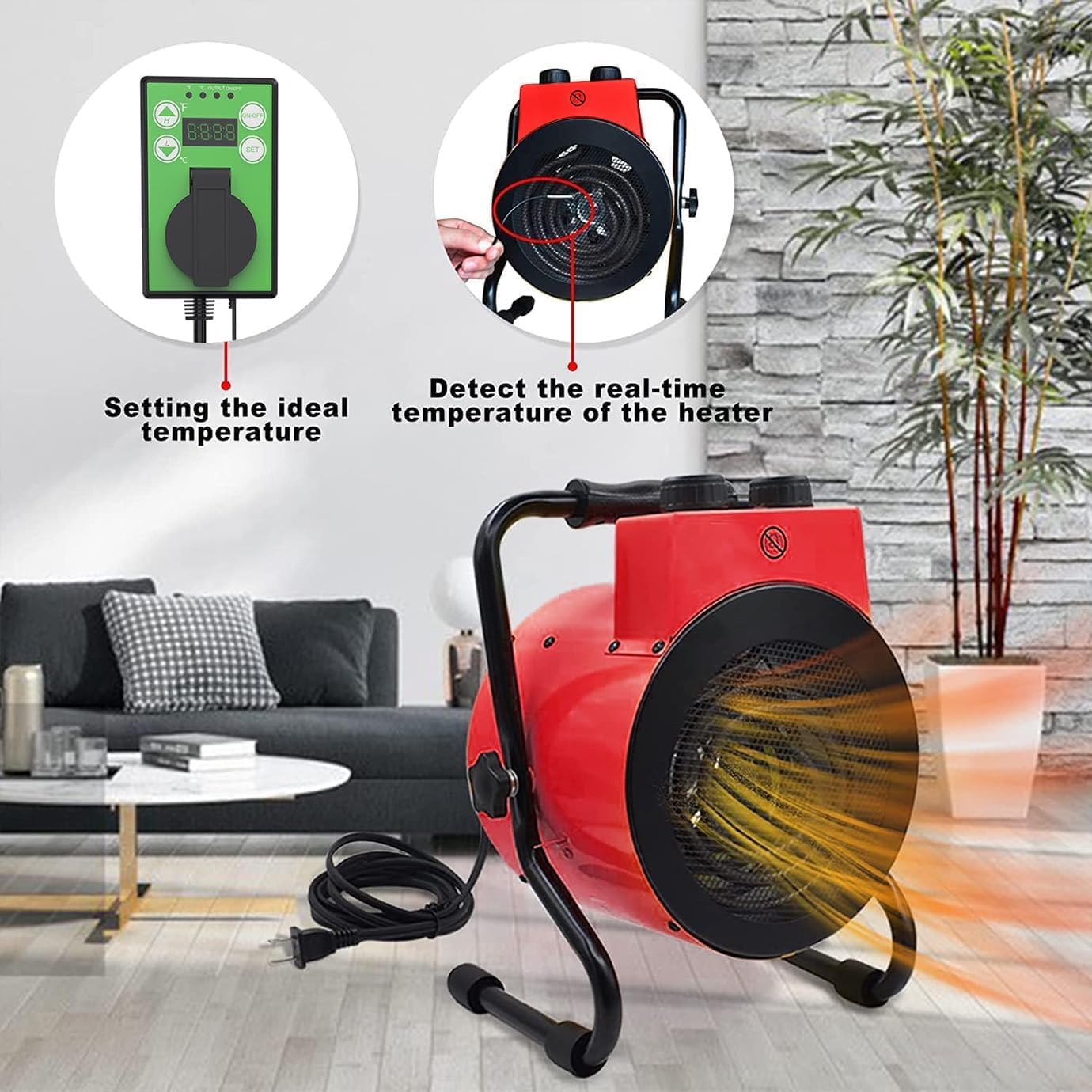**Adjustable Thermostatic Greenhouse Heater - Outdoor Space Heating Fan for Flower Houses, Grow Tents, Patio & Garage | Fast Heating, Overheating Protection | Ideal for Winter Gardening & Indoor Plant Care**