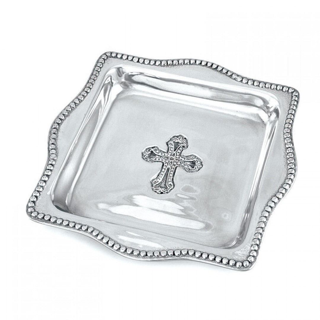 Beatriz Ball BABY Cross Square Tray - Elegant Silver Plated Serving Tray for Home Decor, Party Entertaining & Gift Giving