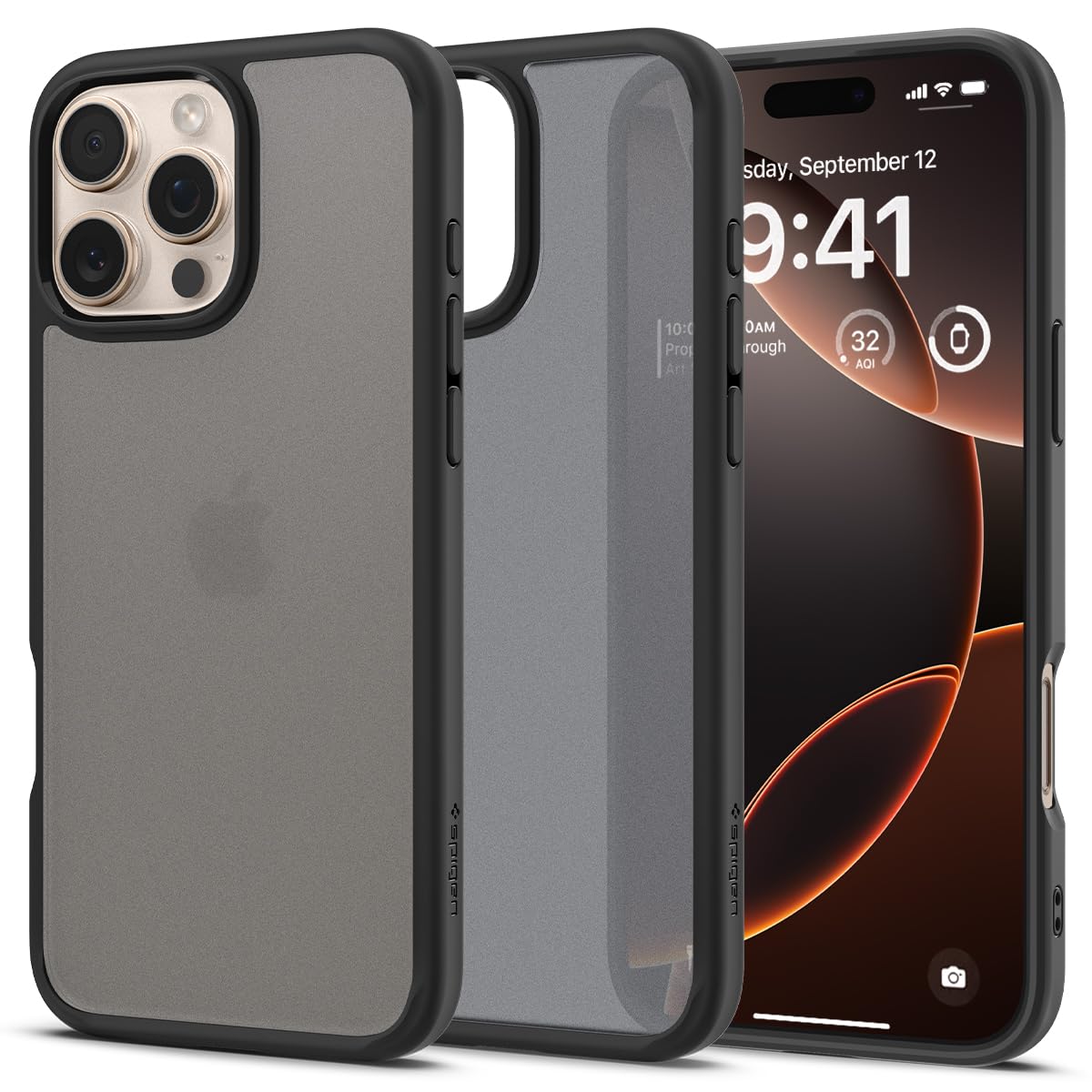 Spigen Ultra Hybrid Case for iPhone 16 Pro - Frost Black | Shockproof & Scratch-Resistant Protective Cover | Perfect for Everyday Use, Travel & Outdoor Activities