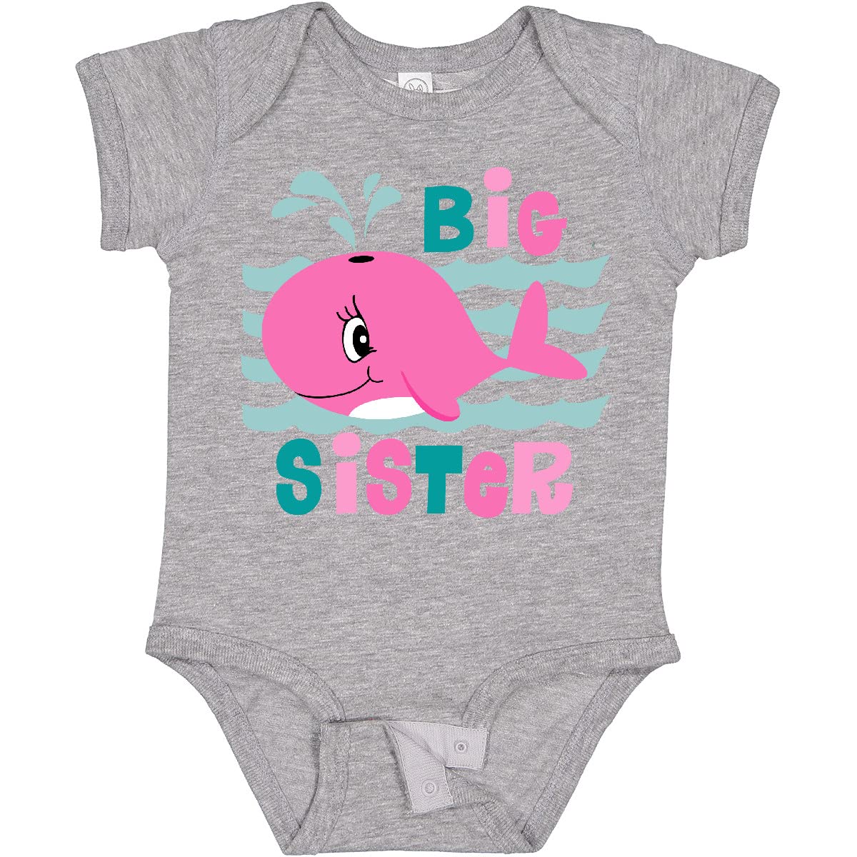 Inktastic Whale Big Sister Baby Bodysuit - Cute Whale Design Sibling Outfit for Newborns & Infants - Perfect for Family Photos, Sibling Announcements & Baby Showers