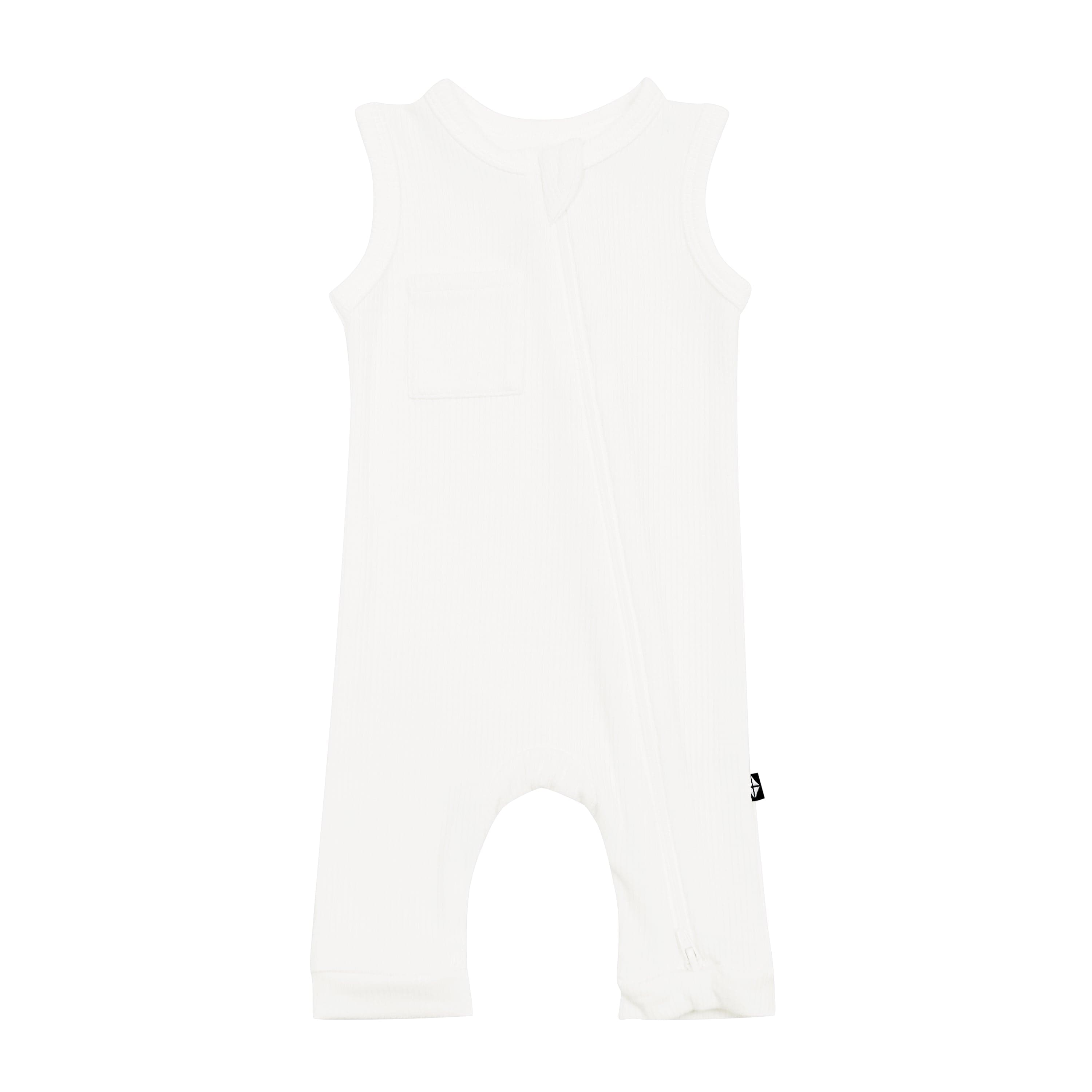 Cloud Color Ribbed Zippered Sleeveless Romper Jumpsuit for Women - Casual Summer Outfit, Beach Cover Up, Lounge Wear
