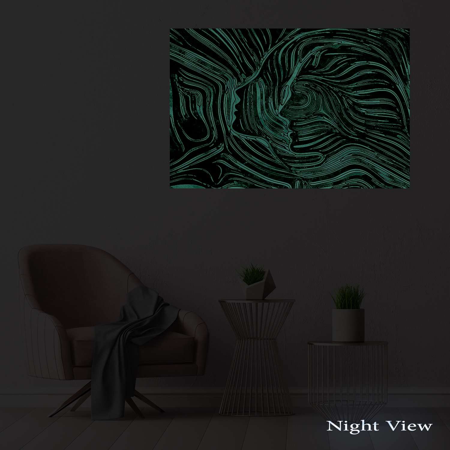 Abstract Eternal Woman Canvas Wall Art - Modern Stretched Painting Print for Bedroom & Living Room - Unique Luminous Day & Night Effect Home Decor - 32x48 Inch Ready to Hang - Perfect for Contemporary Spaces & Gift Giving