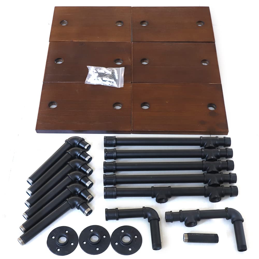 Industrial Wall-Mounted Shelf - Retro Solid Wood Bookshelf with 6 Layers - Space Saving Storage Solution for Home, Office & Bathroom Organization - Perfect for Displaying Books, Decor & Bath Essentials