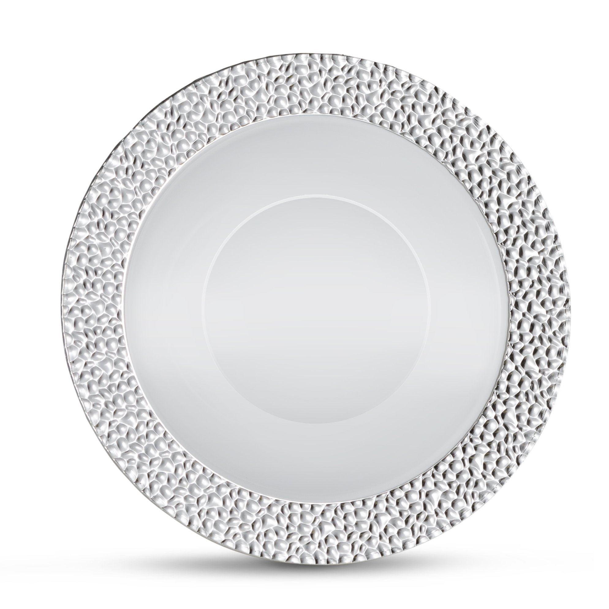 Laura Stein 12oz Plastic Soup Bowls - 8 Pack, Silver Border for Parties & Weddings