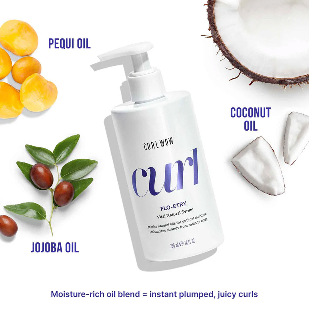 Curl WOW Flo Etry Vita Natural Hair Serum 295ml - Hydrating & Nourishing Treatment for Curly Hair - Perfect for Daily Use & Styling