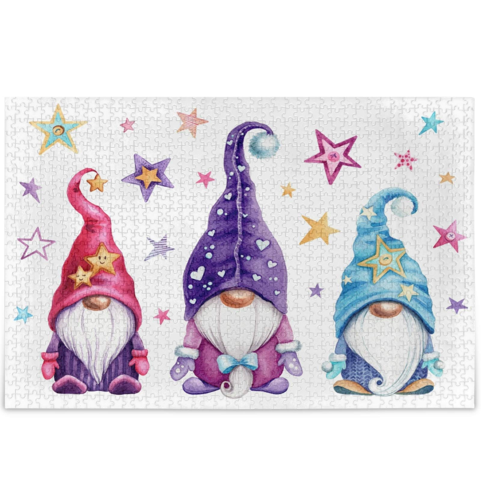 Oarencol Christmas Gnome Jigsaw Puzzle - 1000 Piece Xmas Star Puzzle for Adults & Kids - DIY Holiday Gift for Family & Friends - Perfect for Christmas Decorations & Winter Family Activities