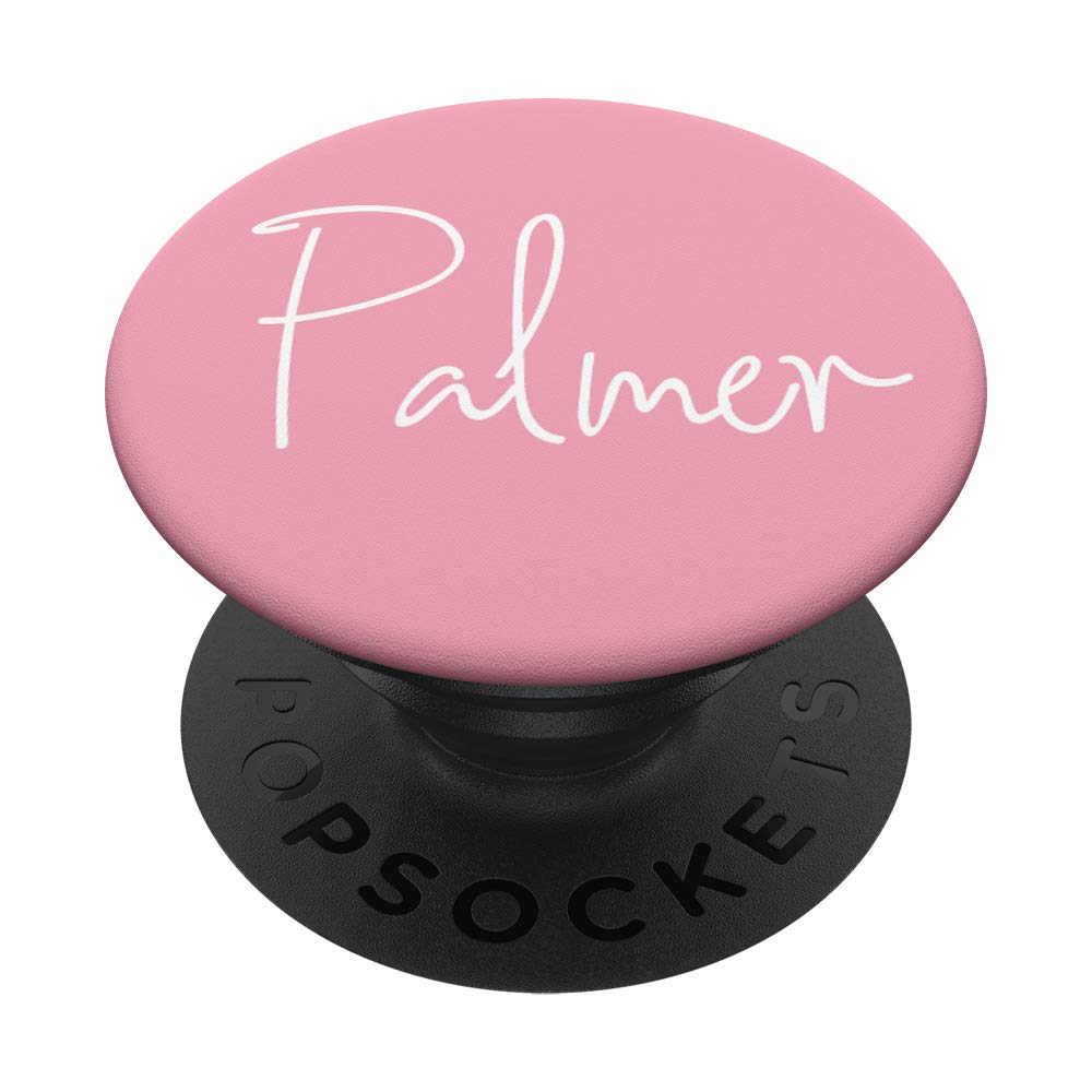 Palmer Name White on Pink PopSockets Grip & Stand for iPhone, Samsung & Tablets - Perfect for Girls & Women - Ideal for School, Work & Travel
