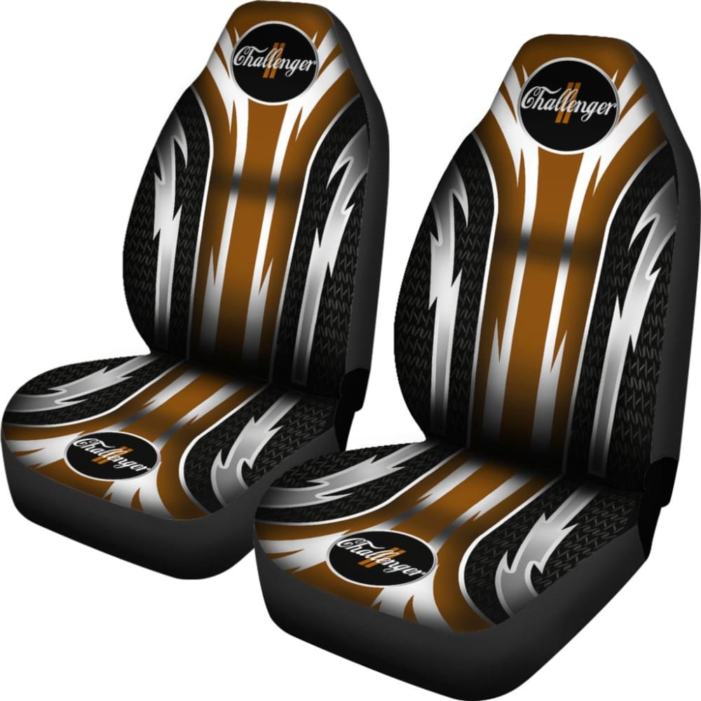 Premium 2-Piece Front Seat Covers for Dodge Challenger - Genuine Leather, Brown (Part# 144627) | Perfect for Car Enthusiasts & Daily Commuters