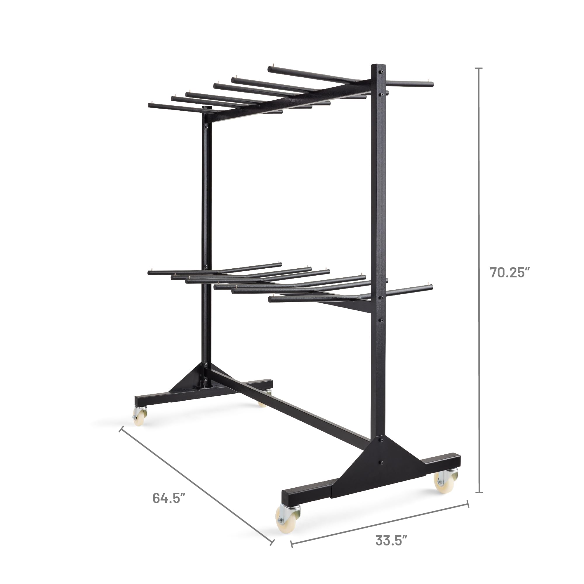 Safco 2 Tier Heavy Duty Folding Chair Cart - Commercial Grade Steel Storage Cart with Powder Coated Finish, Holds 84 Chairs, Black - Perfect for Event Venues, Banquet Halls & School Storage