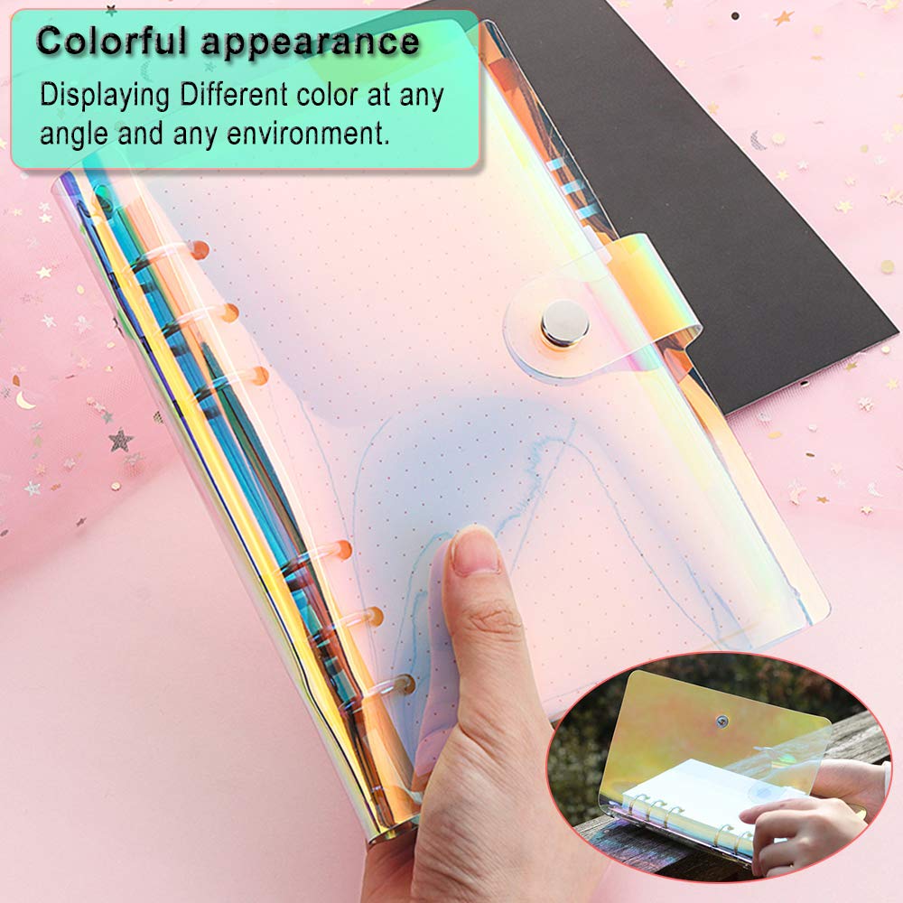 2 Pack A6 Rainbow Soft PVC Notebook Cover - Refillable Loose Leaf Binder for Personal Planner, Journal, Diary & School Organizer - Perfect for Students, Office & Home Use