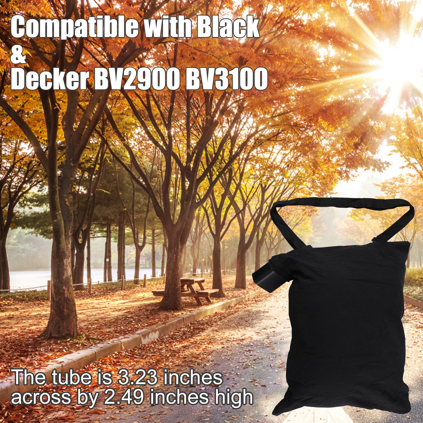 High Capacity Leaf Blower Vacuum Bag - Compatible with Black & Decker BV3100/BV2900 - Durable Shoulder Collection Bag for Yard Waste (Model 5140117-99/5140125-95) - Perfect for Fall Cleanup, Lawn Maintenance & Gardening Accessories