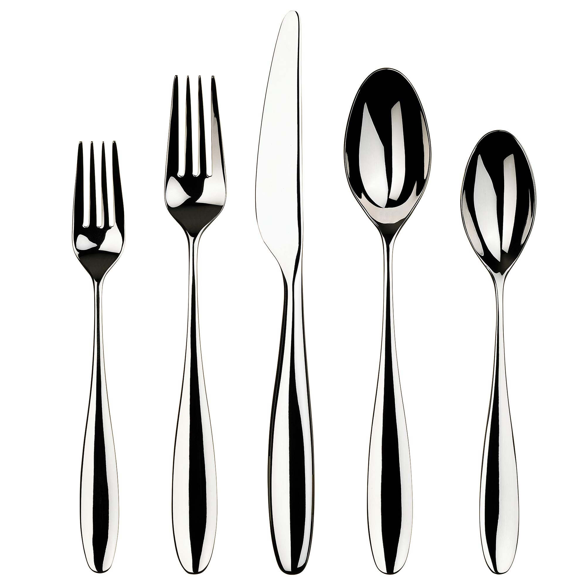 Gourmet Settings 20-Piece Stainless Steel Flatware Set - Polished Silver Willow Collection (Service for 4) - Knife, Fork, Spoon Cutlery Set - Dishwasher Safe - Elegant Dining & Kitchen Utensils for Everyday Meals, Dinner Parties & Special Occasions
