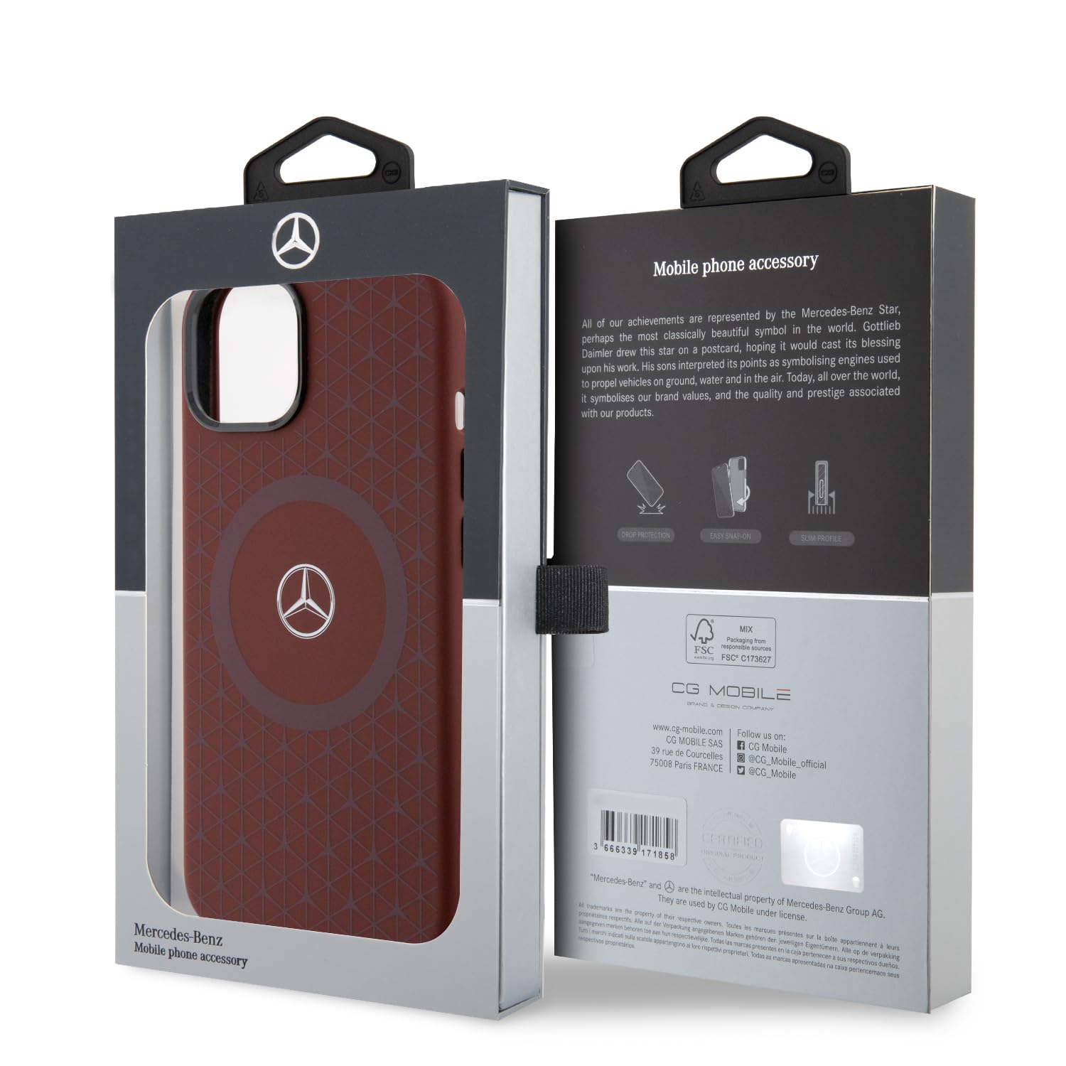 Premium Mercedes-Benz Magsafe iPhone 15 Case - Red Star Pattern Silicone Cover with Anti-Scratch Protection, Shock Absorption & Signature Logo | Perfect for Business Professionals & Luxury Car Enthusiasts