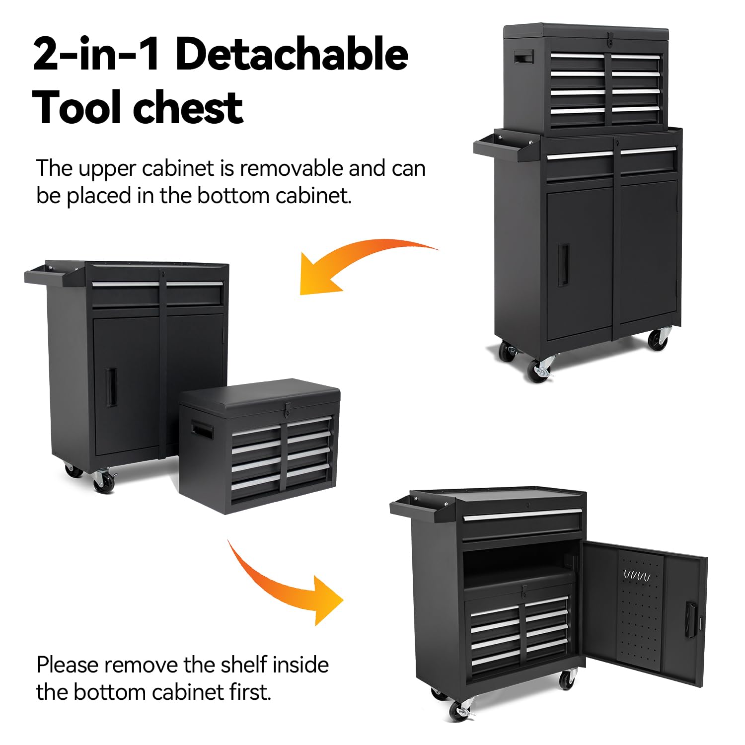 5-Drawer Rolling Tool Chest - Heavy Duty High Capacity Tool Storage Cabinet with Adjustable Shelf & Lockable Drawers | 2-in-1 Detachable Mechanic Tool Box on Wheels | Perfect for Garage, Workshop, Warehouse & Auto Repair Shops | Durable Tool Organization for Professionals & DIY Enthusiasts