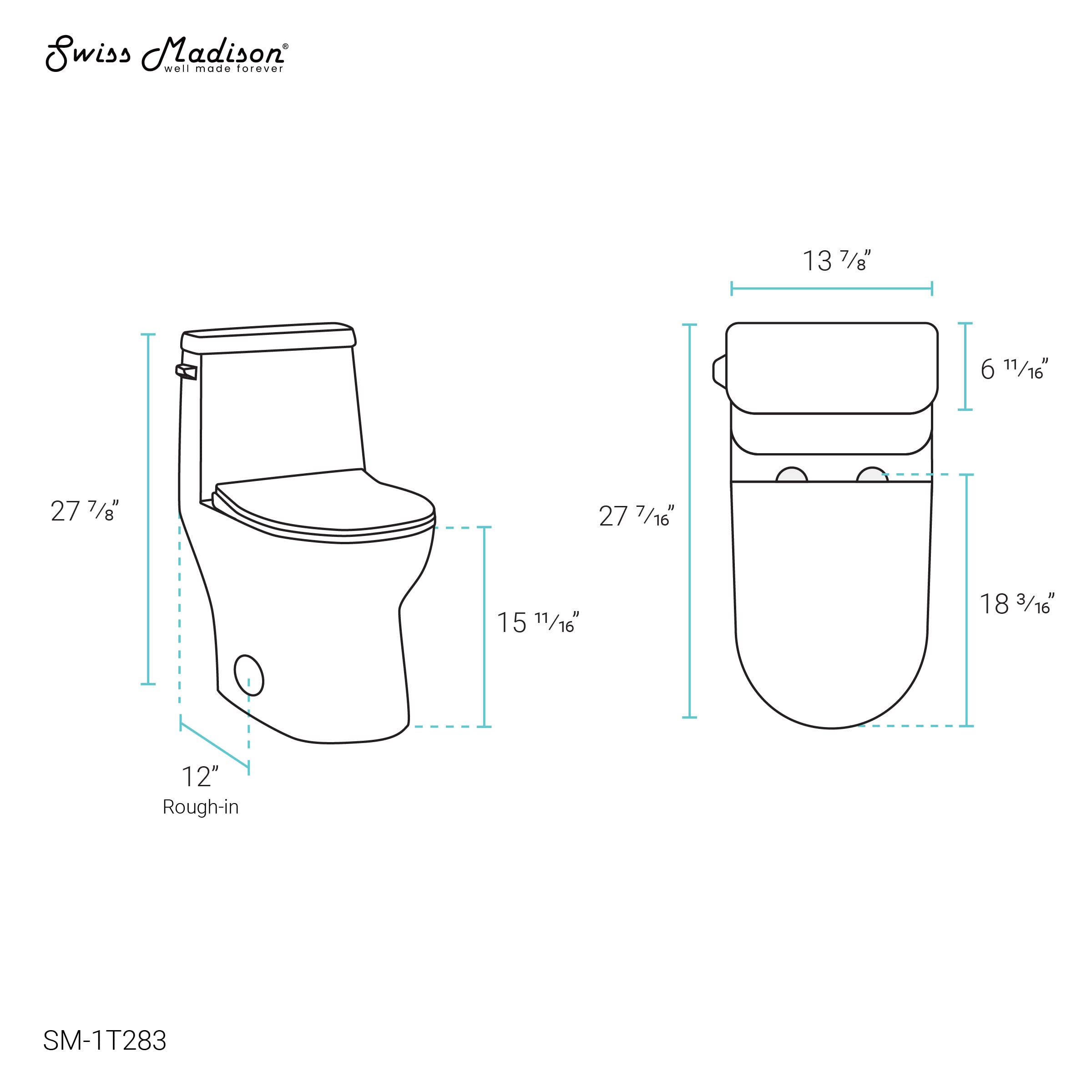 Ivy One-Piece Left-Hand Flush Toilet 1.28 GPF Water-Saving Elongated Bowl - Perfect for Small Bathrooms & Modern Homes