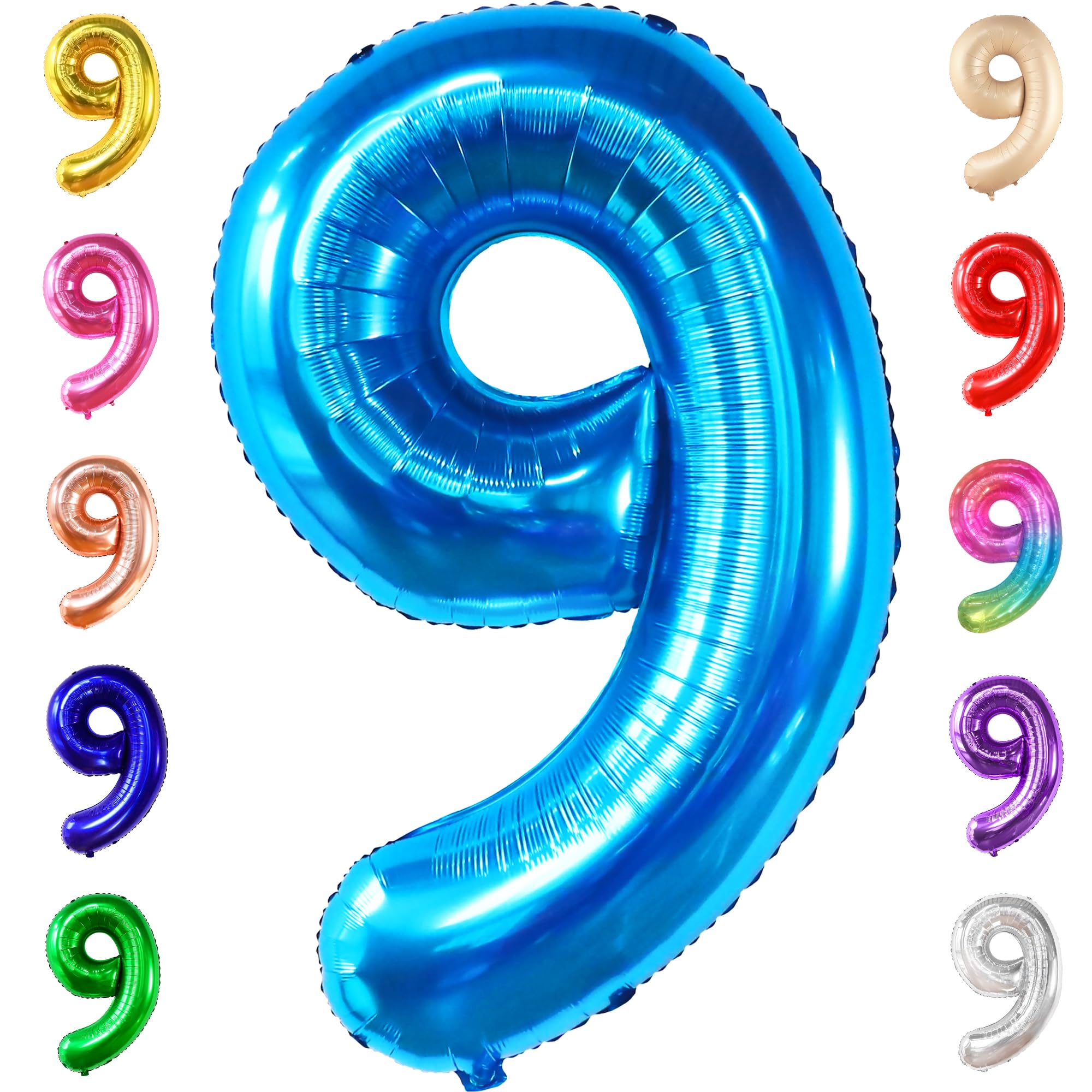 KatchOn Giant Blue Number 9 Balloon - 40 Inch Large Foil Balloon for 9th Birthday Party Decorations, Baby Shower, Anniversary & Graduation Celebrations | Perfect for Photo Backdrops & Event Centerpieces