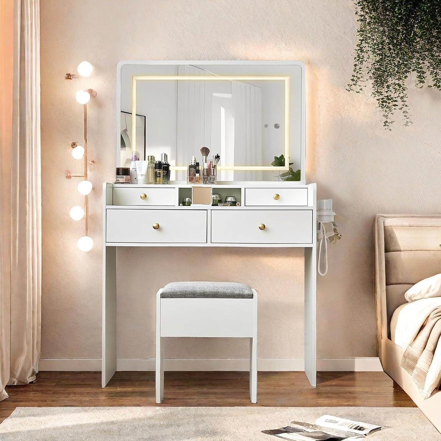 Vanity Desk with Mirror and Lights - 41