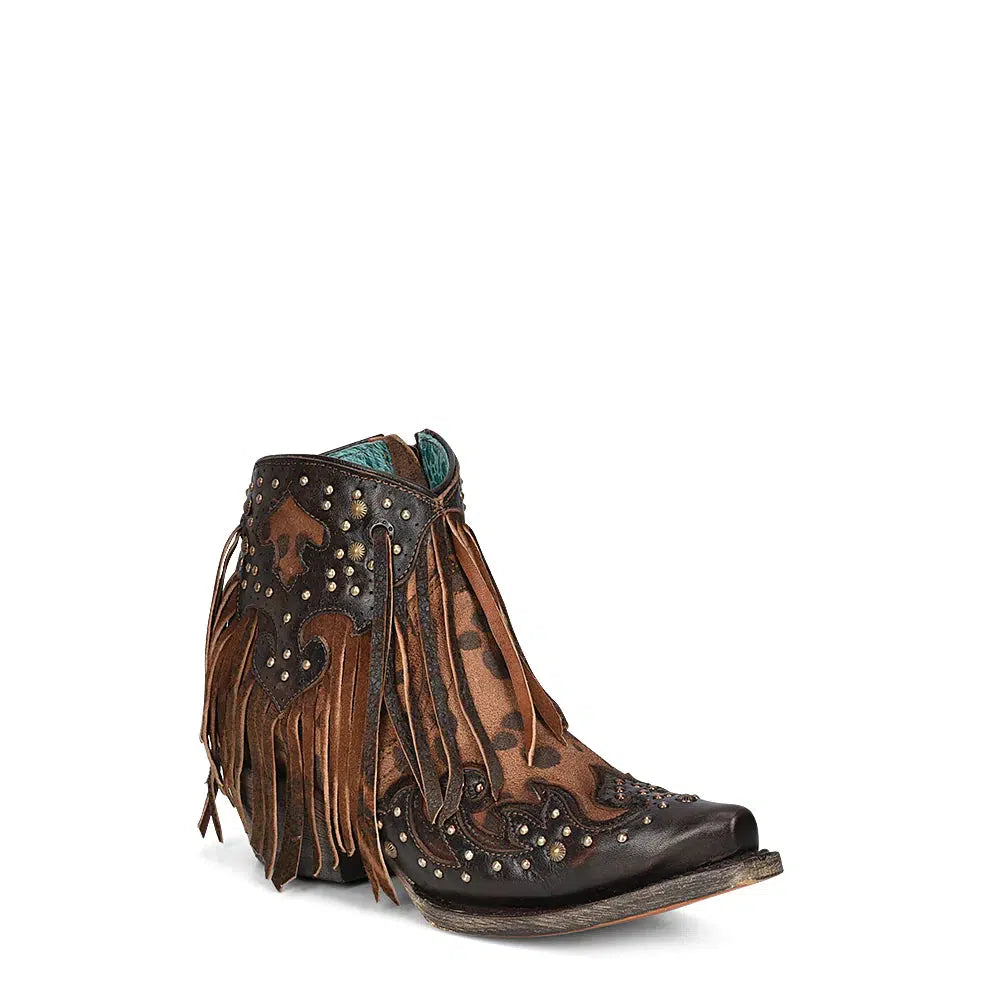 Women's Corral Brown Western Cowgirl Leather Ankle Boots - Stylish & Comfortable for Rodeo, Country Dancing & Everyday Wear