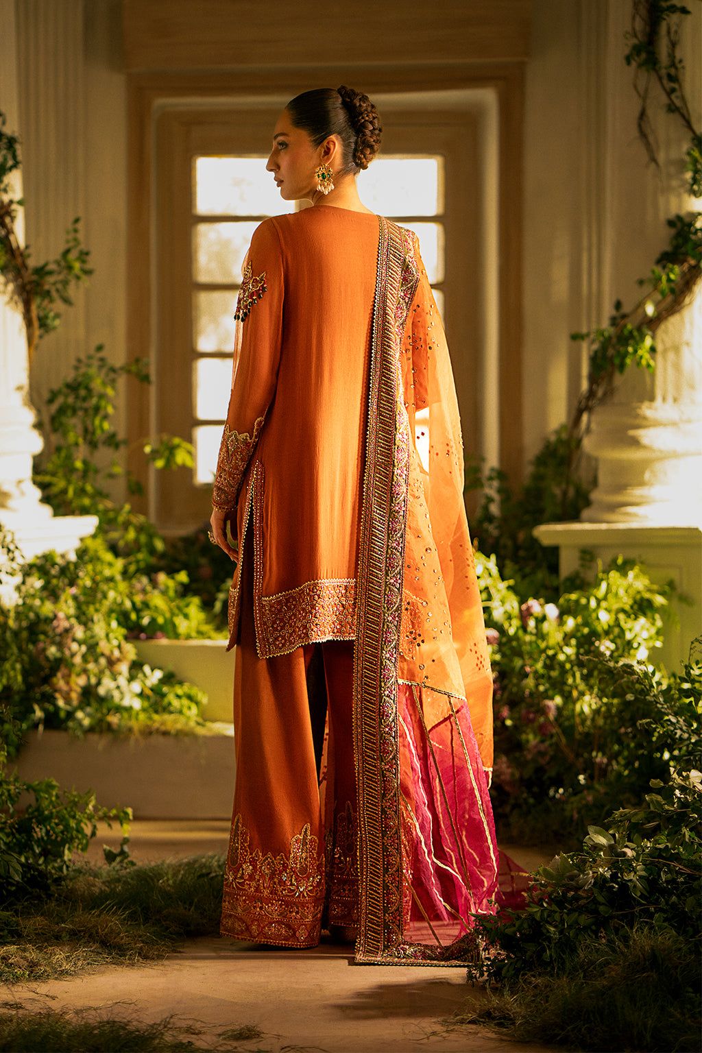 Elegant Chiffon & Organza Rust Stitched Meraki Formal Dress Collection - Vanya Style for Weddings, Parties & Special Occasions
