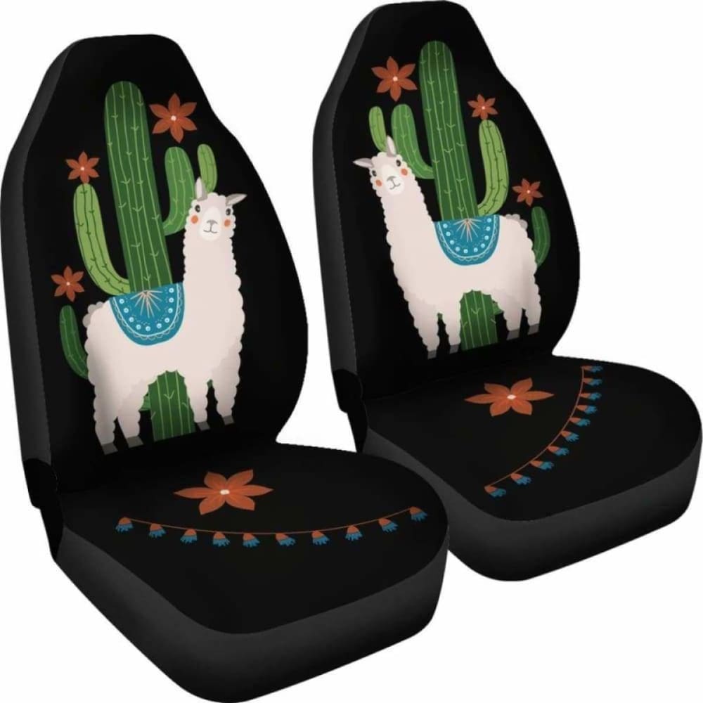 Premium Alpaca Car Seat Covers - Bohemian Hippie Style with Cactus & Floral Pattern (Model 105905) | Soft & Durable Protection for Cars, SUVs & Trucks