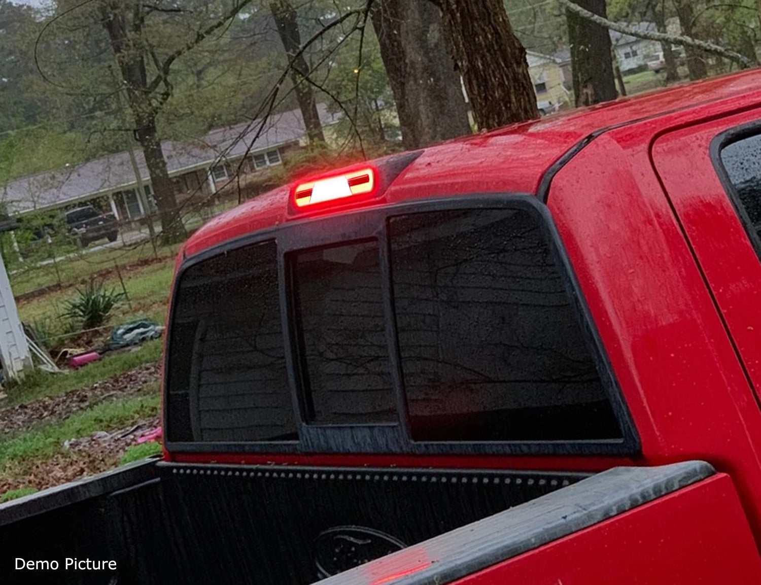 Dark Red LED High Mount Third Brake Light with C Ring Lens - Compatible with 1988-1998 Chevy C10 & GMC C/K Pickup Trucks - Enhanced Safety & Style for Night Driving & Custom Builds